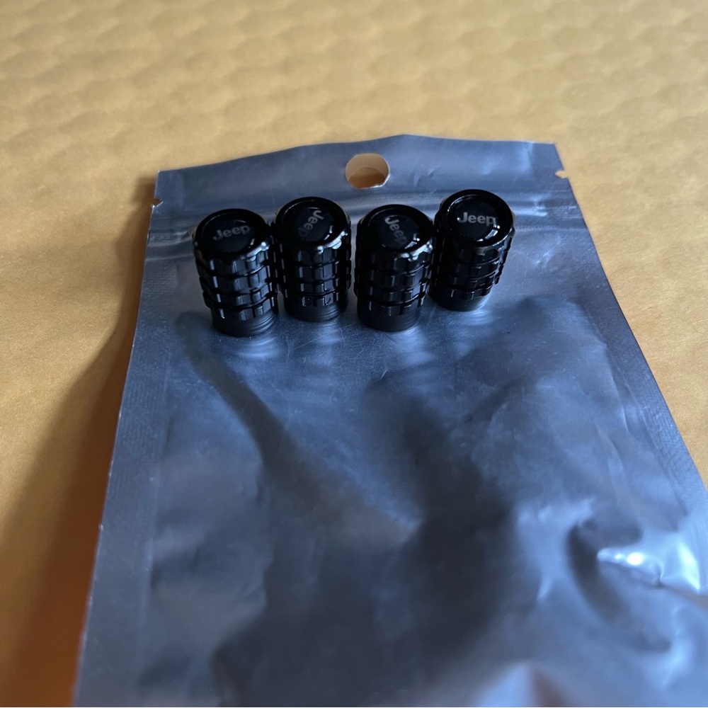 Jeep Logo Black Valve Stem Caps, New, 4 pieces - Picture 2 of 3